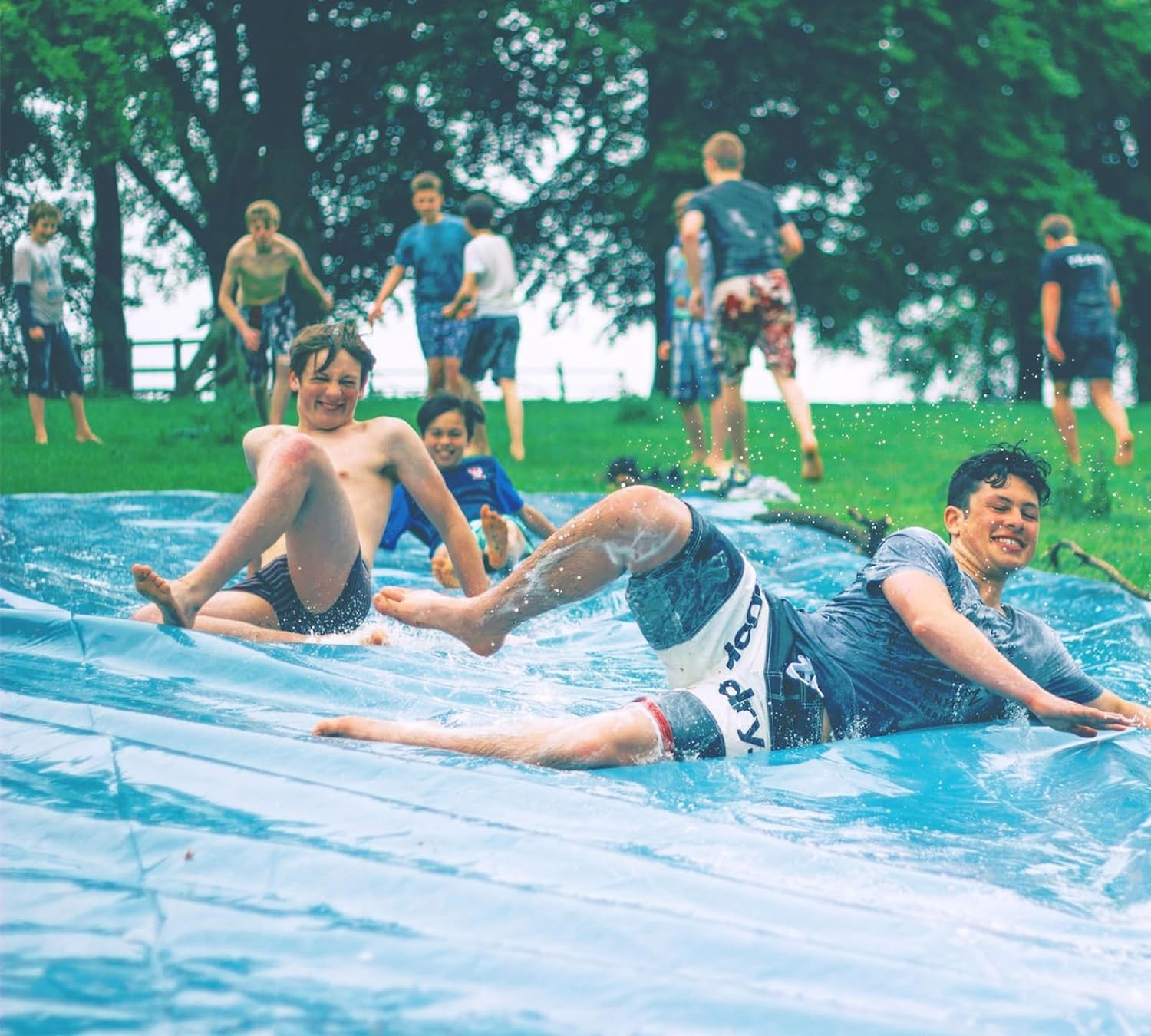 Slip and Slide 50ft x 6ft Heavy Duty 2 Bodyboards Gnimihz Thicker Lawn Water