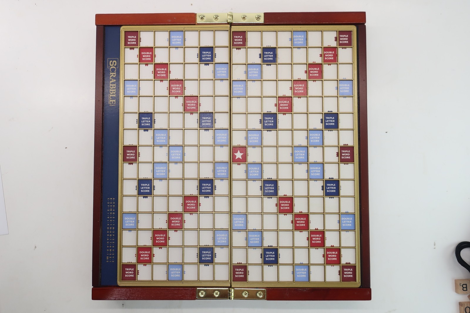 WS Game Company Scrabble Deluxe Travel Edition Wooden Folding Case No Pencil