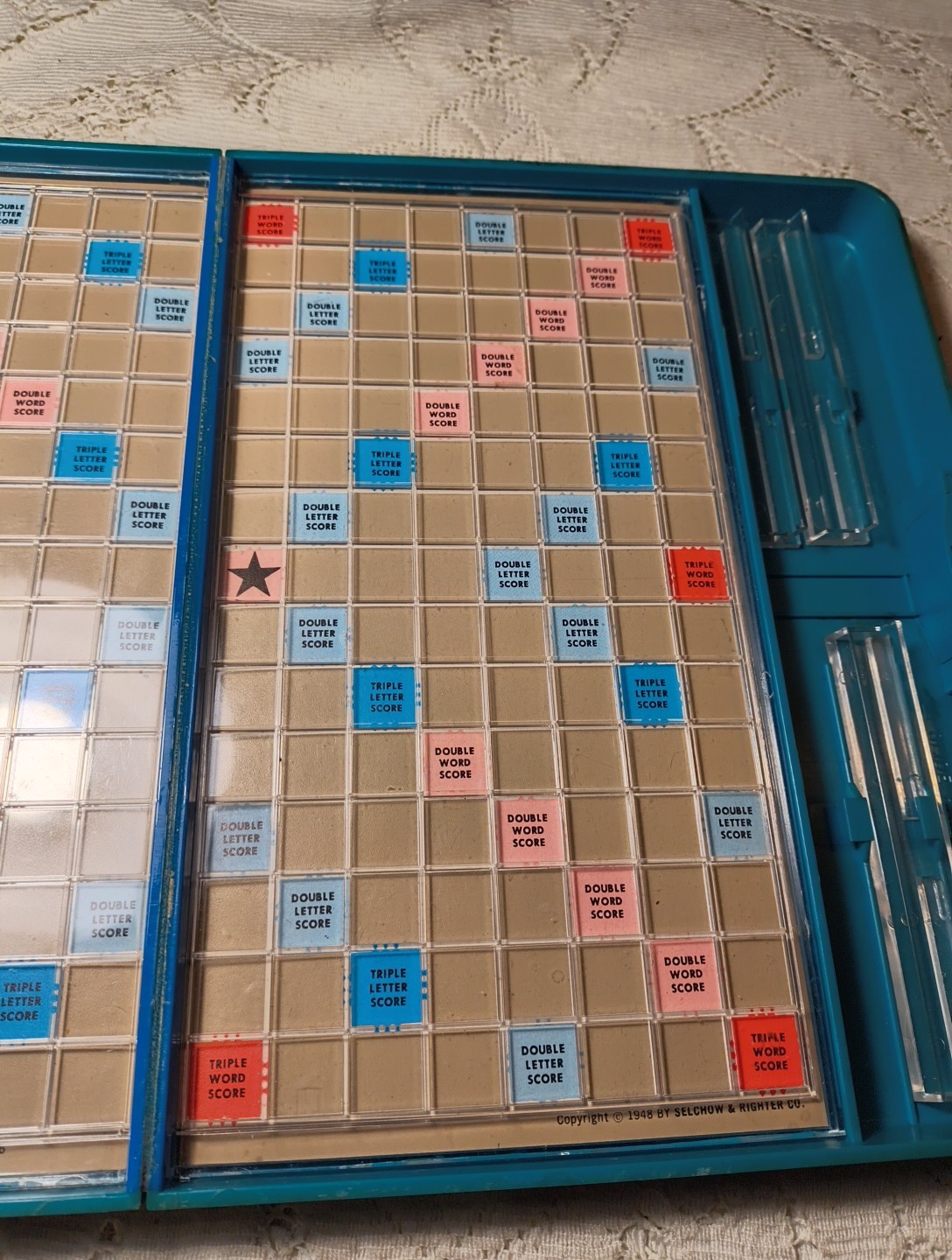 Vintage 1948 Deluxe Scrabble Selchow & Righter Crossword Board Game Folding Case