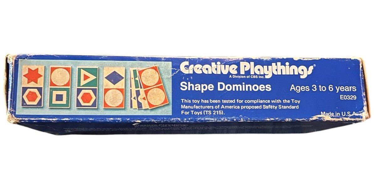 Vtg Creative Playthings 27/28 Wooden Picture Dominoes Original 1970 W/Box D6