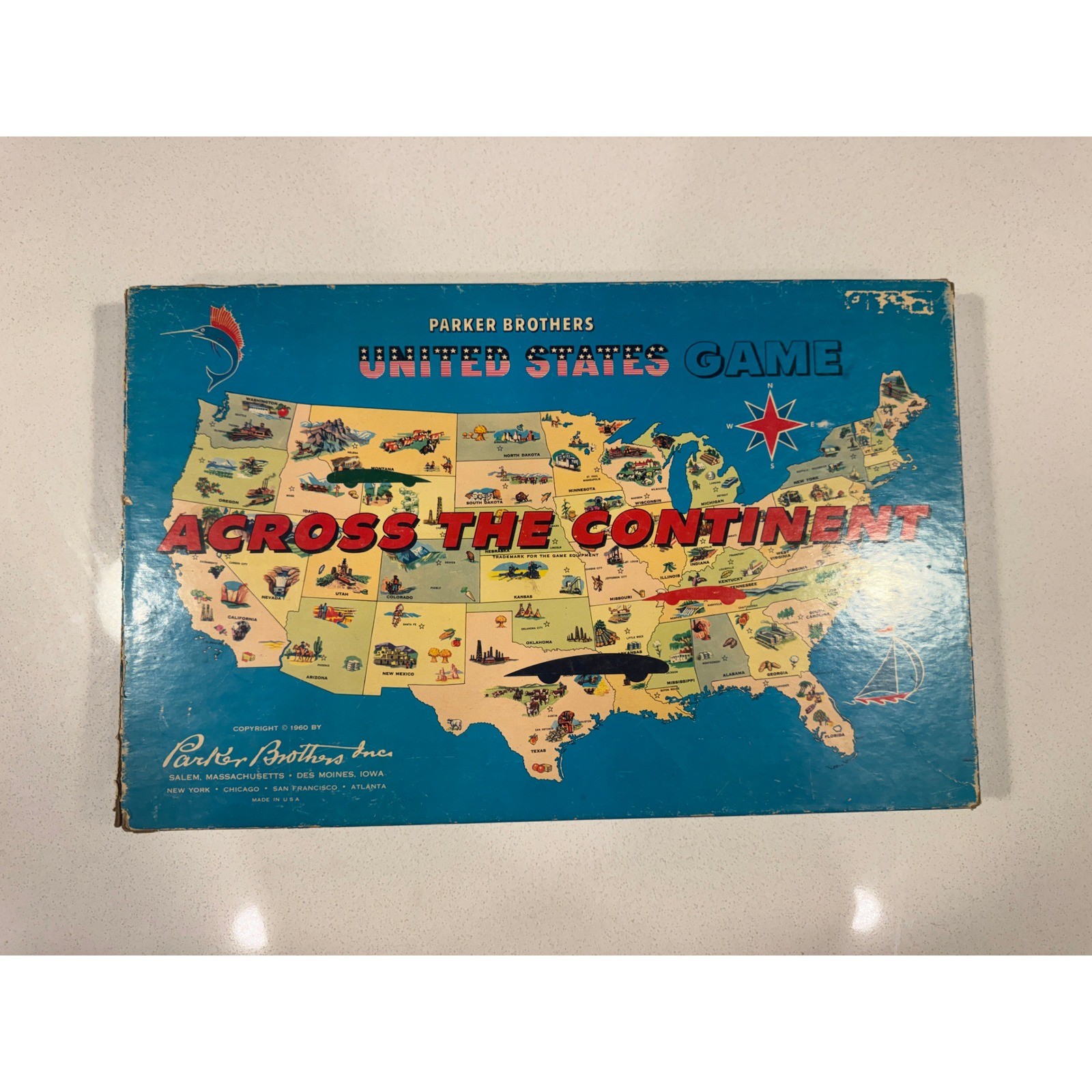 Vintage 1960 Parker Bros Across the Continent United States Board Game Complete