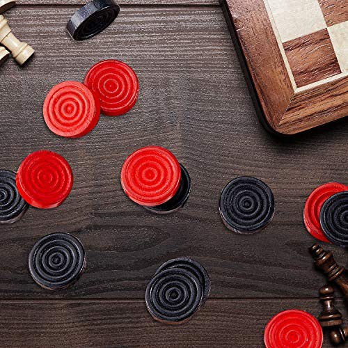 48 Pcs Wooden Checkers Pieces Stackable with Drawstring Storage Bag
