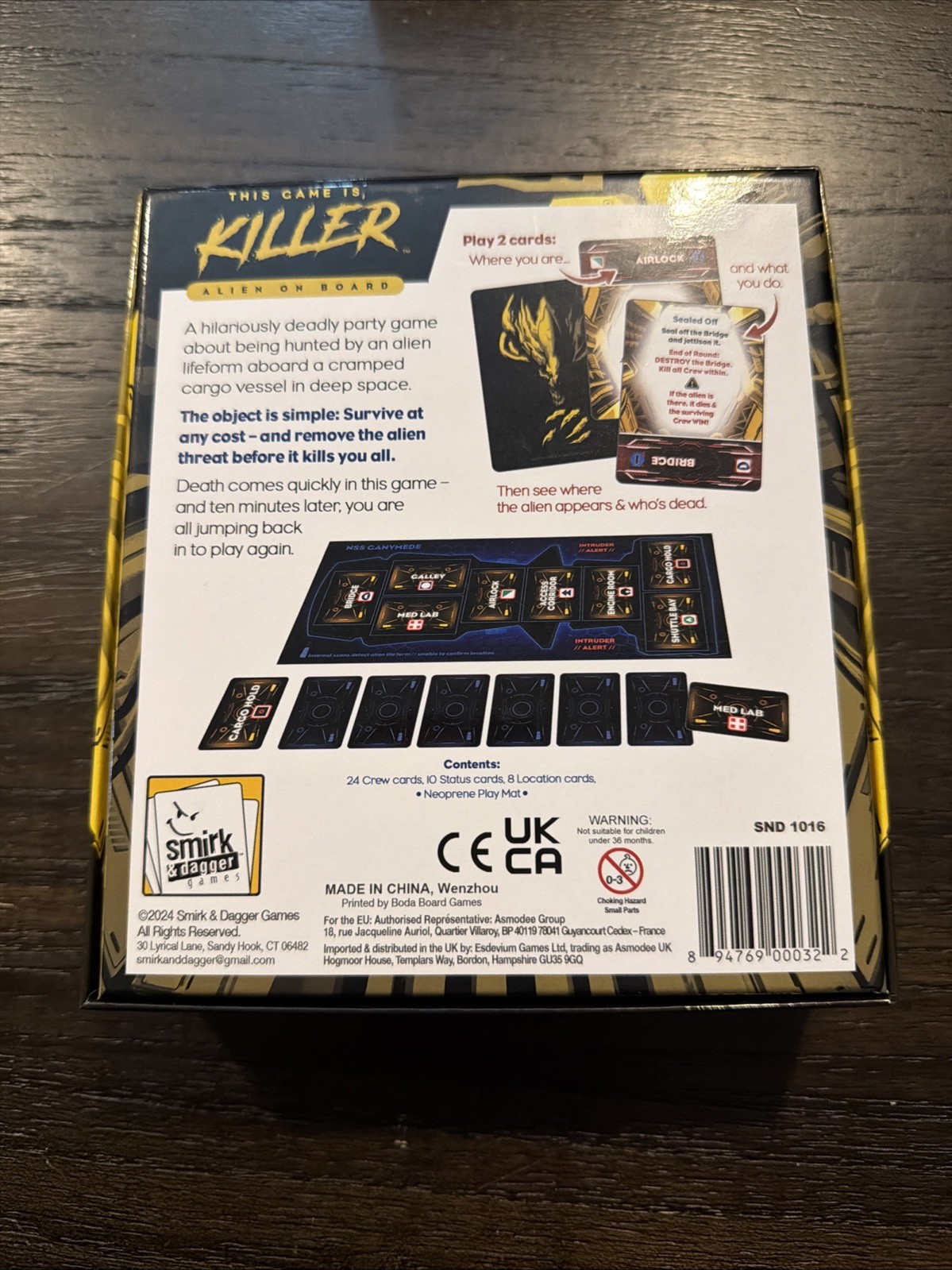 Smirk & Dagger Boardgame This Game is Killer – Alien on Board Box NM