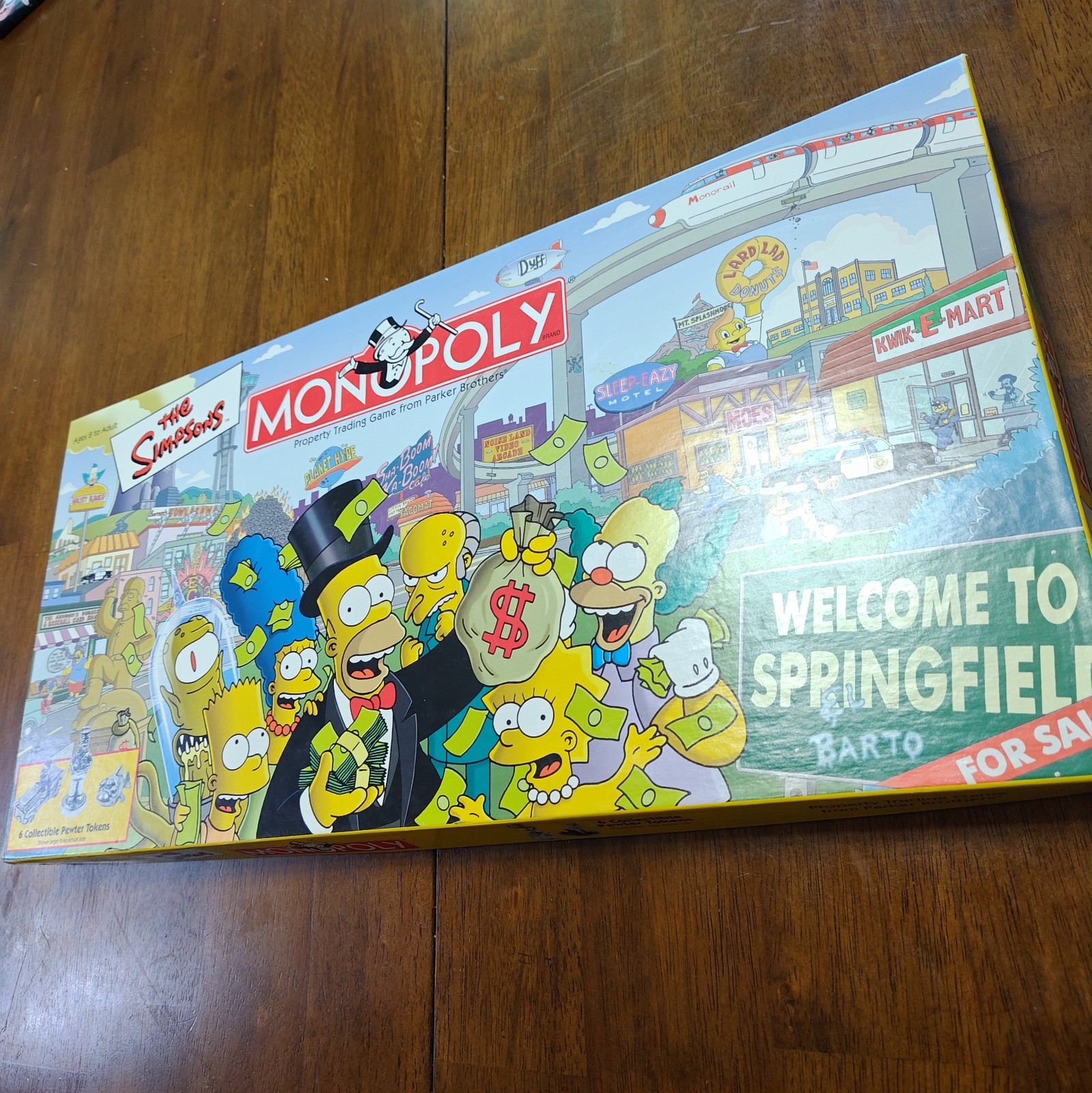 The Simpsons Monopoly Board Game W/ All 6 Pewter Tokens | Fully Complete In Box