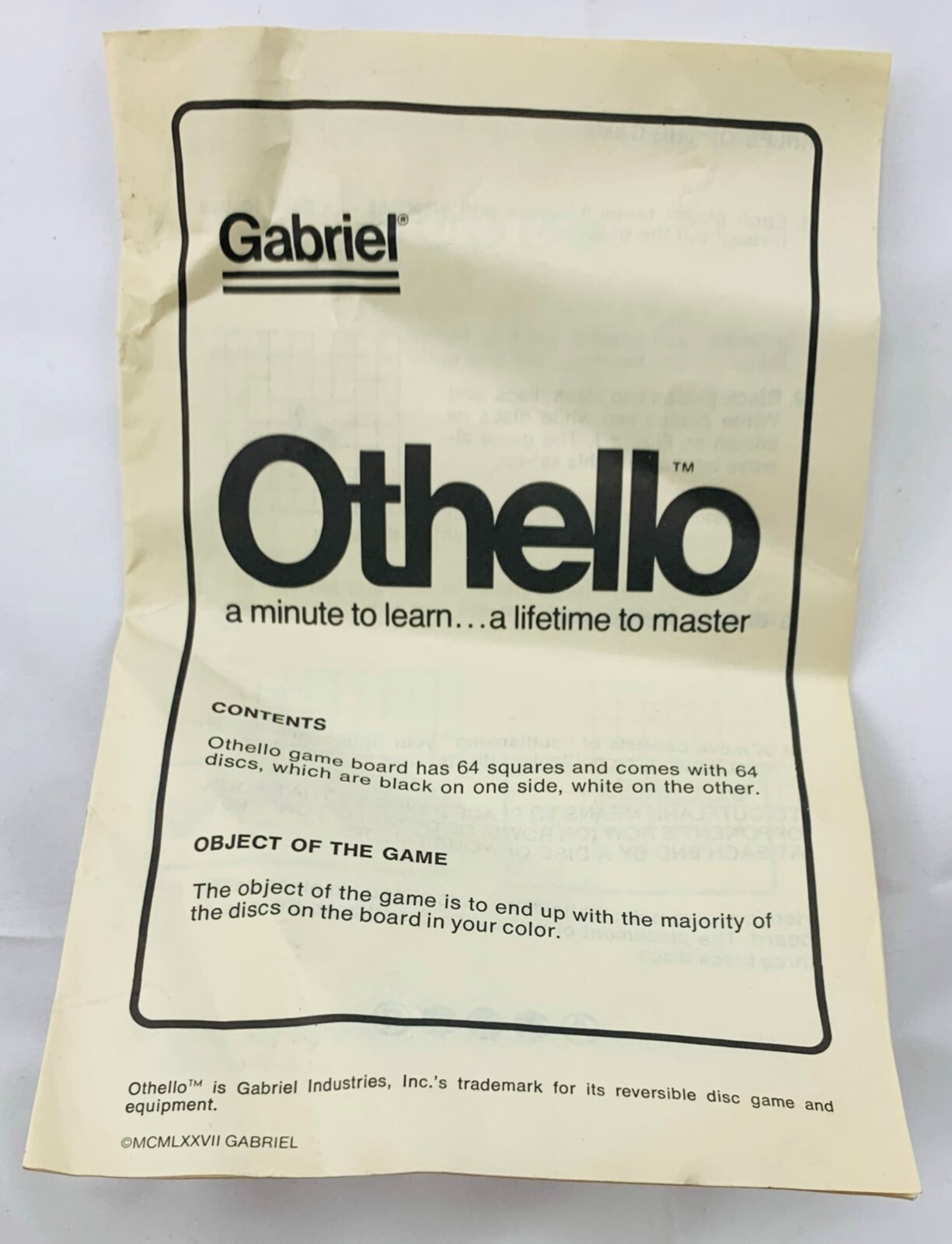 1978 Othello Game by Gabriel Complete in Very Good Condition FREE SHIPPING