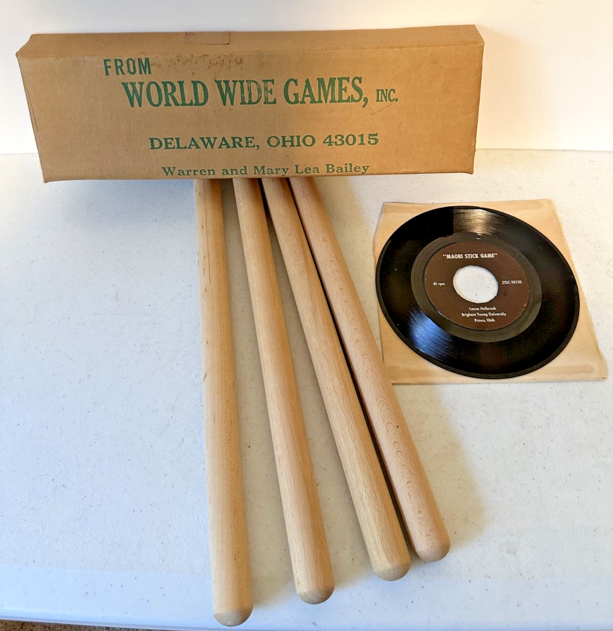 Vintage Maori Stick Game 45 record sticks set New Zealand Titi toria Ti Rakau