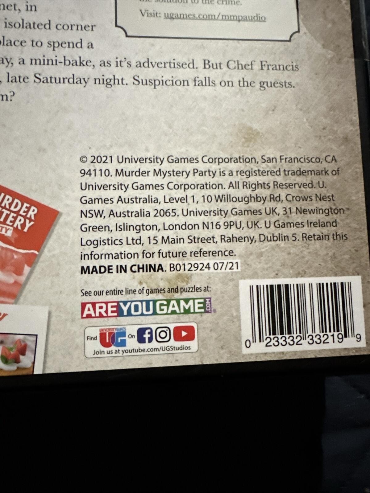 Murder Mystery Dinner Party Game – A Slice of Murder – Sealed and New.