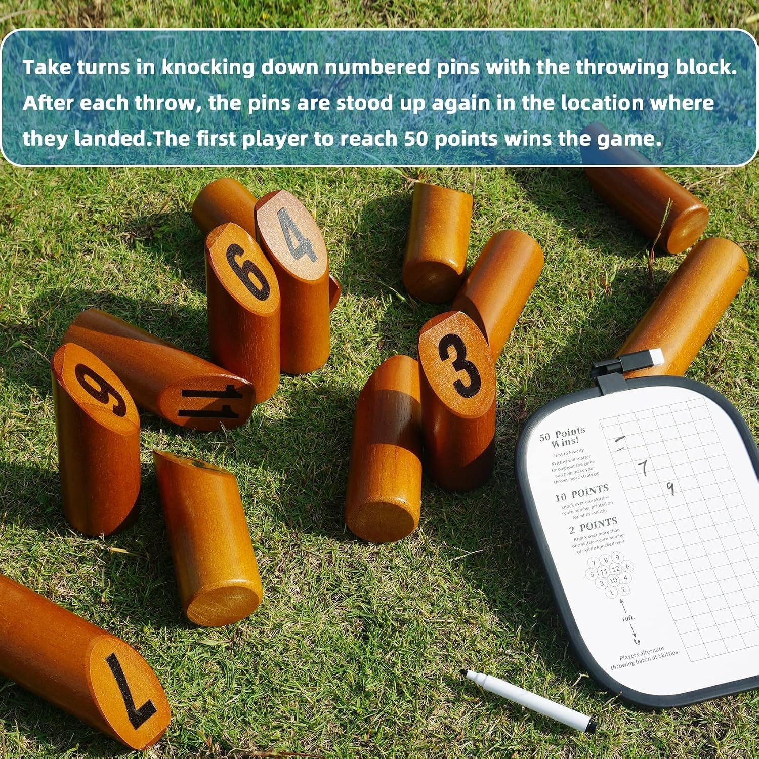 Wooden Tossing Game Set with Scoreboard & Case for Adults Teens Outdoor