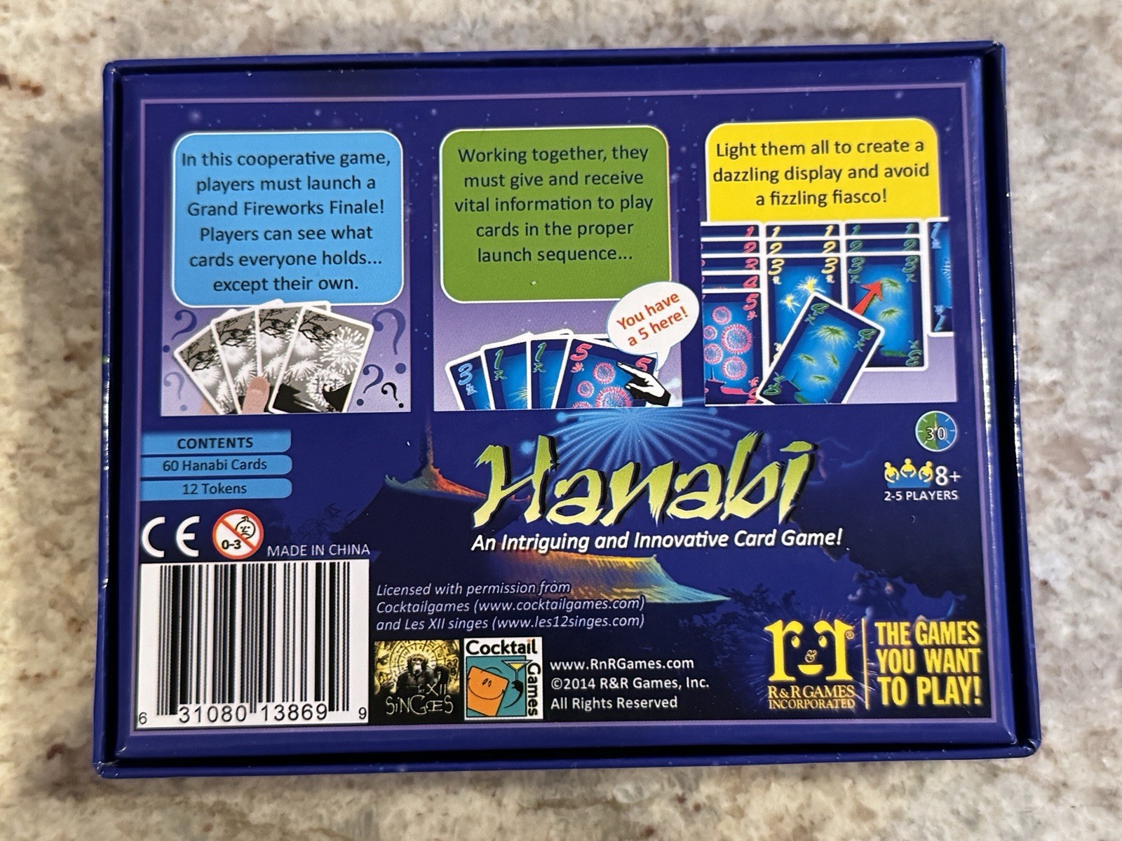 Hanabi Fireworks Card Game / Open Box / Complete