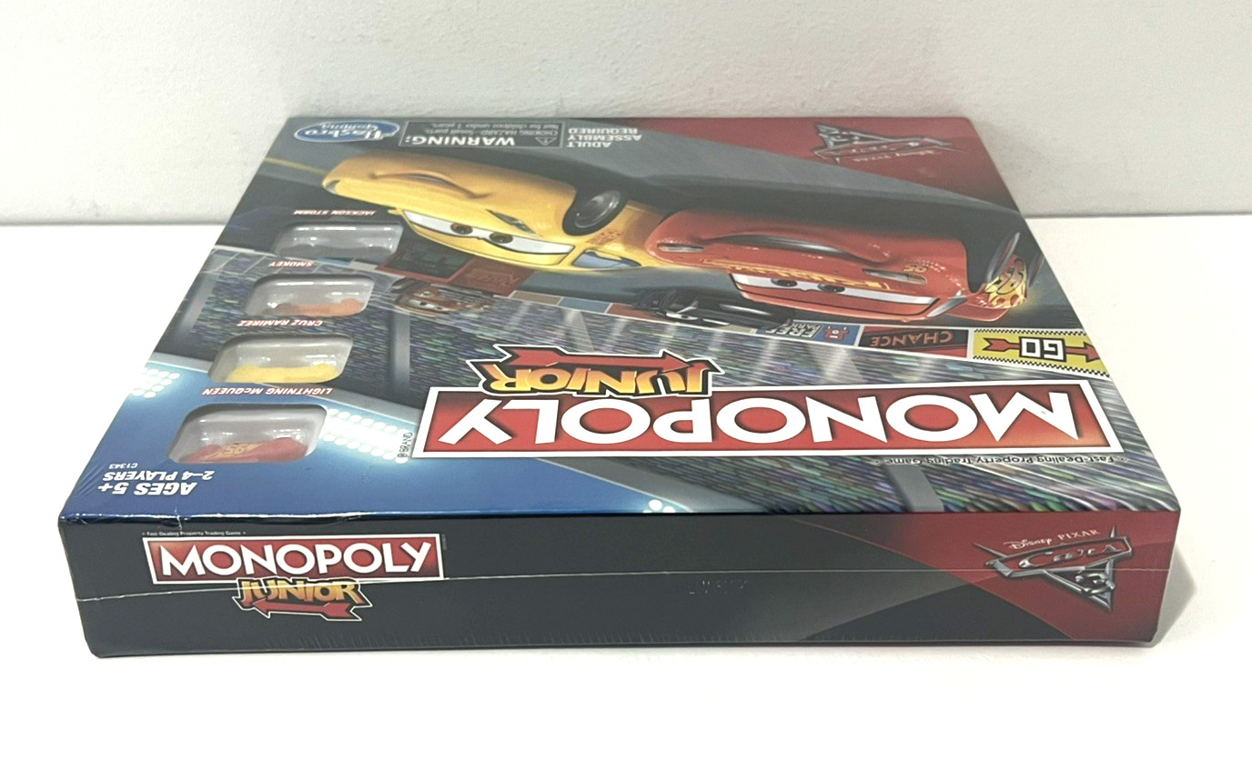 LOT OF 2 DISNEY PIXAR CARS 3 BOARD GAMES MONOPOLY JR &POP-O-MATIC TROUBLE HASBRO