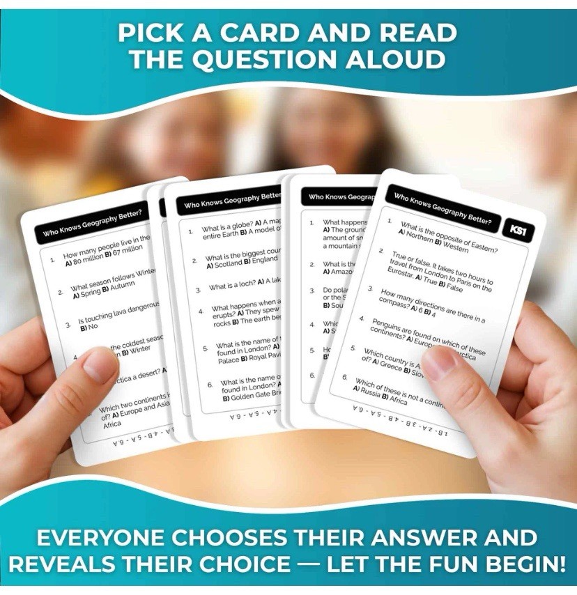 500+ Questions Who Knows Geography Better Card Game Ages 5+ Players 2+