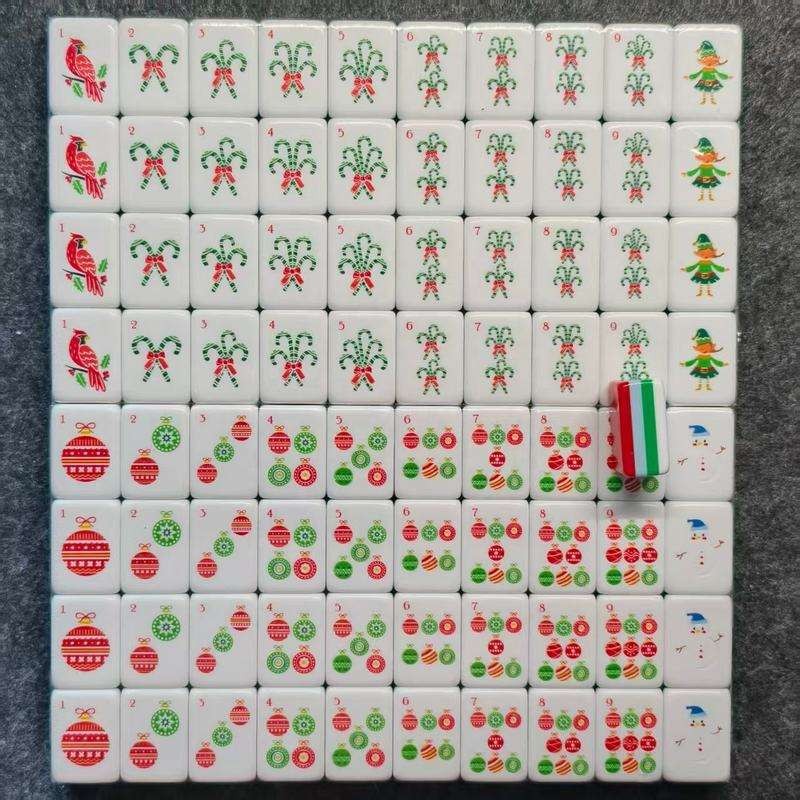 Christmas🎄Deer Pattern 4 Layers Acrylic American Mahjong Set Game Mahjong Tiles
