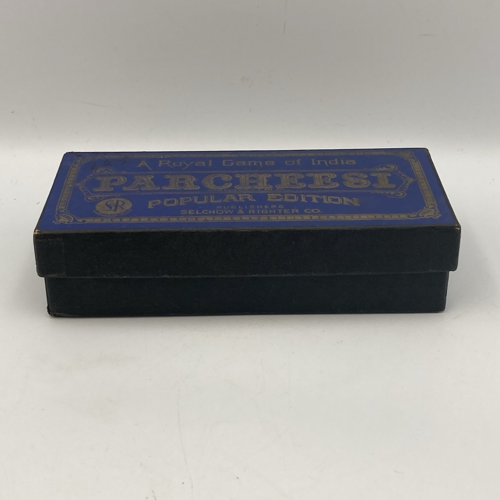 Vintage 1938 PARCHEESI Popular Edition Game SR Blue Box Missing Some Pieces