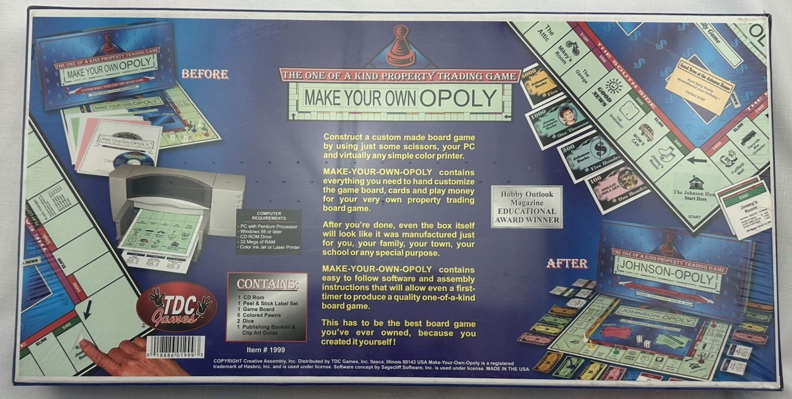 1998 Make Your Own Opoly Monopoly Game by TDC Games Brand New Sealed FREE SHIP