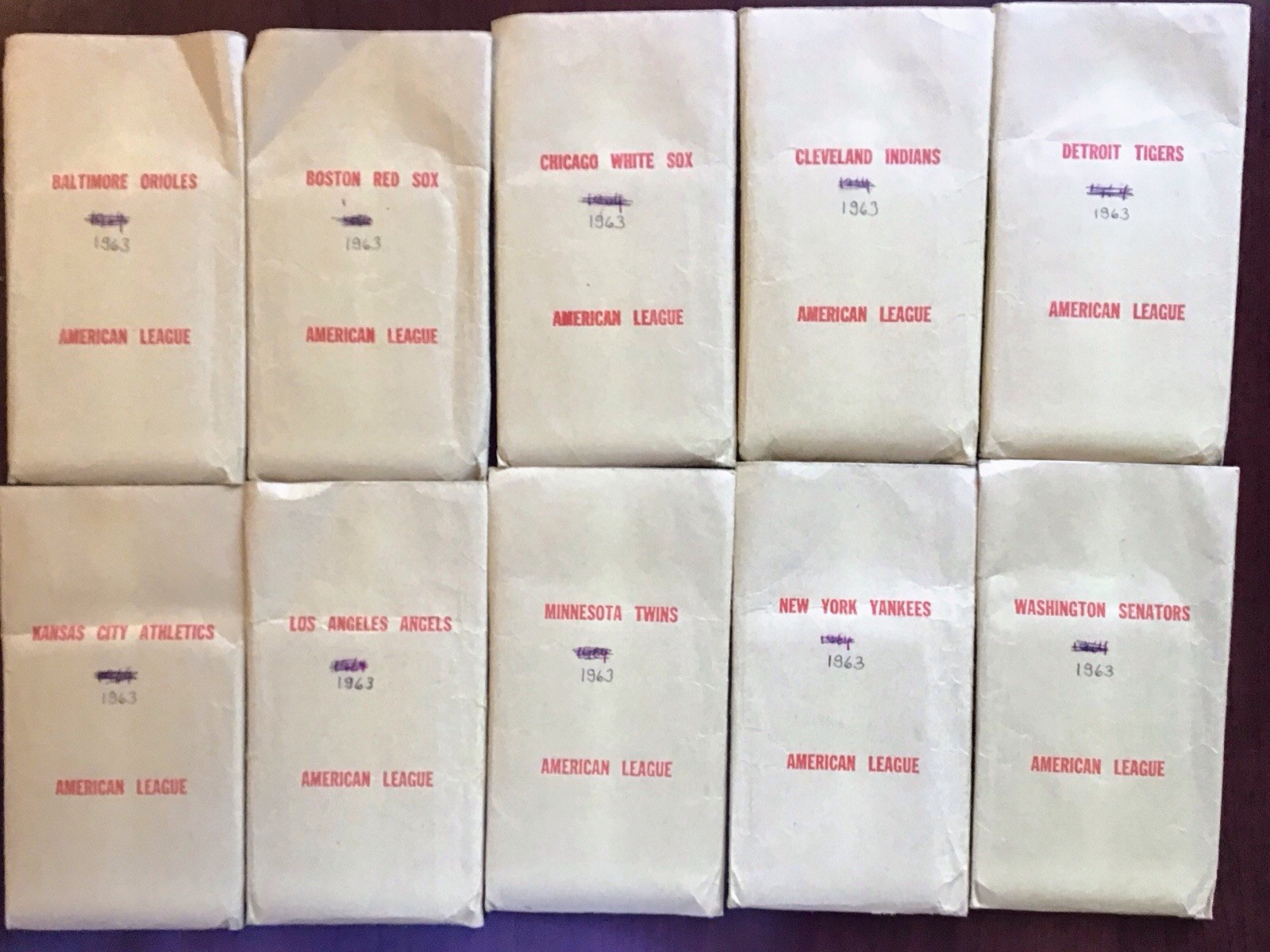 1963 APBA BASEBALL CARD SET. ORIGINAL ISSUE OF 400 Cards,20 Per Team.