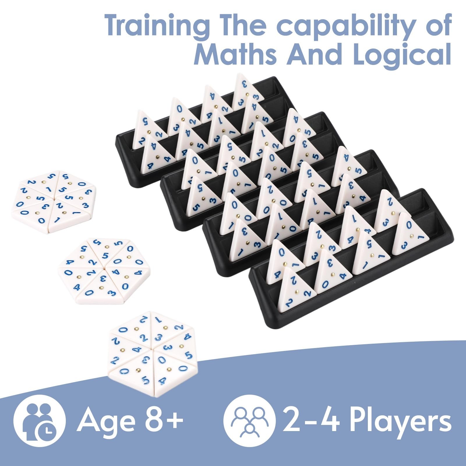 Triangle Domino Game Set with 4 Holders Travel Case | 56 Upgrated Triangular …