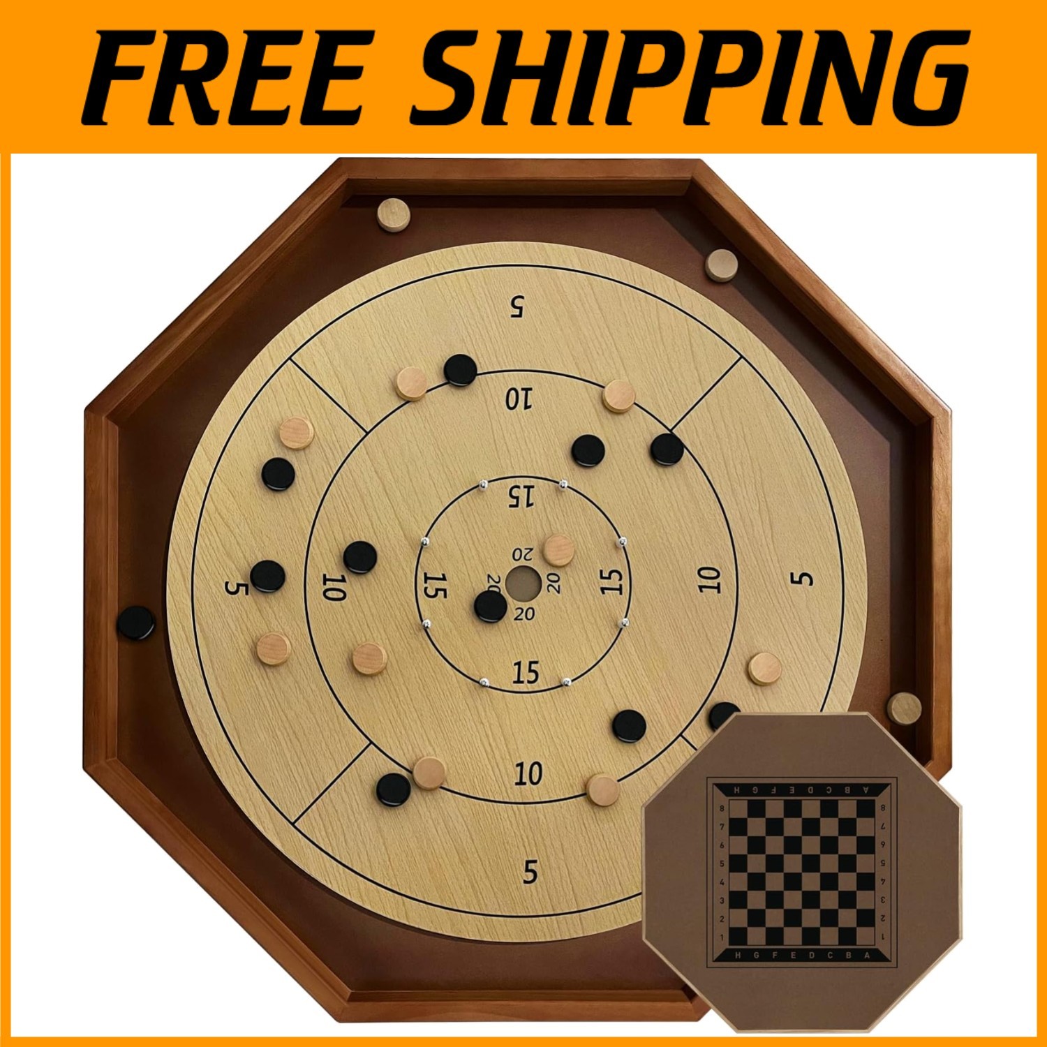 Classic 30 Inch Crokinole Board with Checkers – Perfect for Family Gatherings