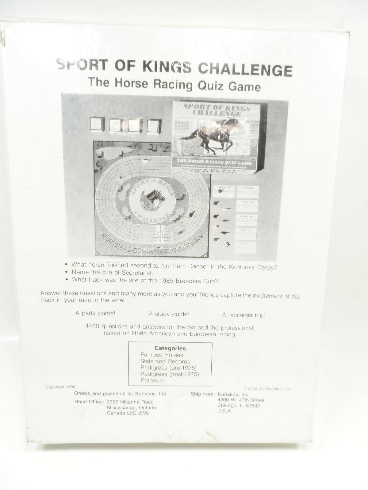 Sport of Kings Challenge Horse Racing Quiz Board Game FACTORY SEALED BOX