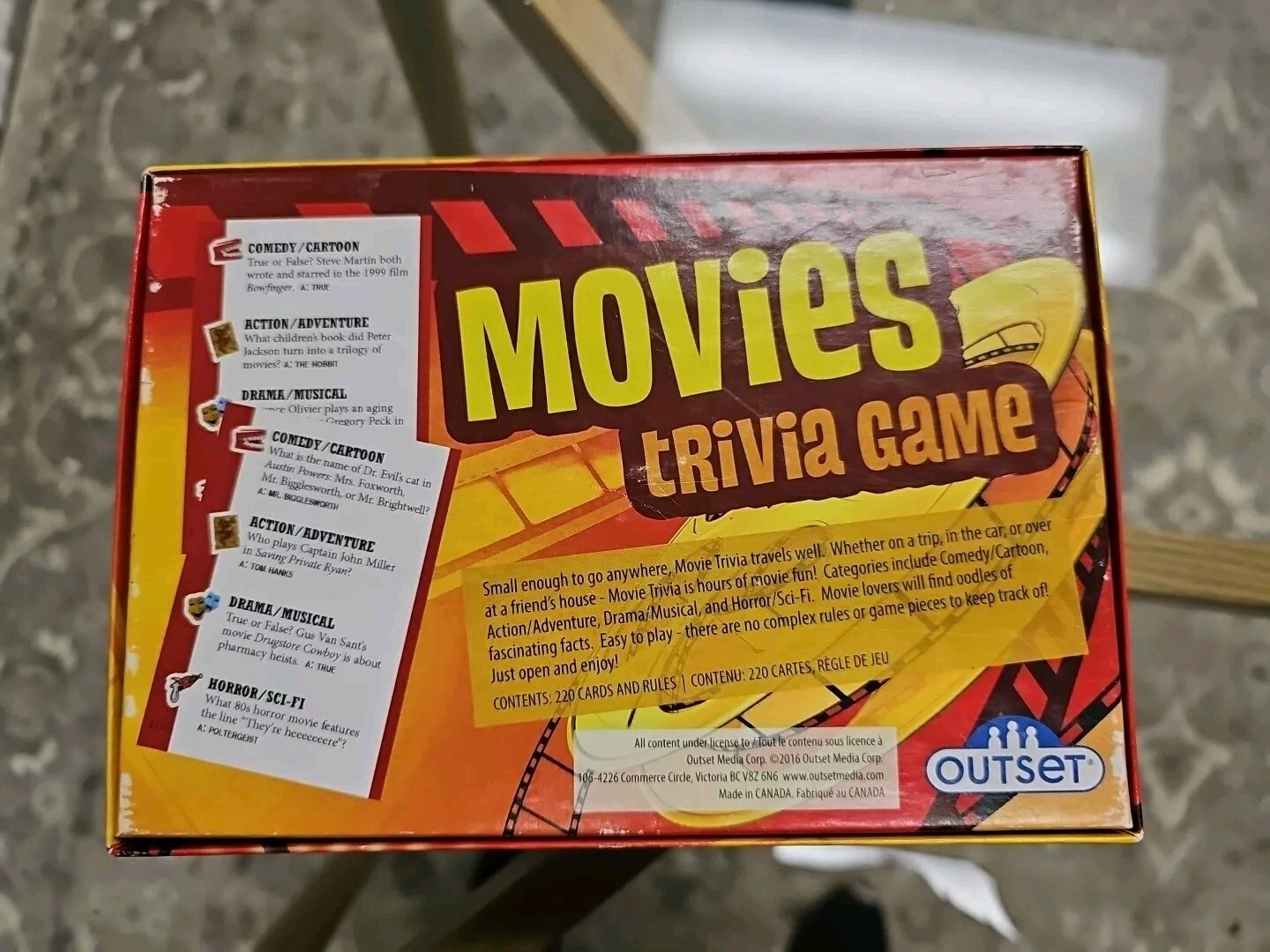 Movies Trivia Game Outset Adult Party Game Verified Complete
