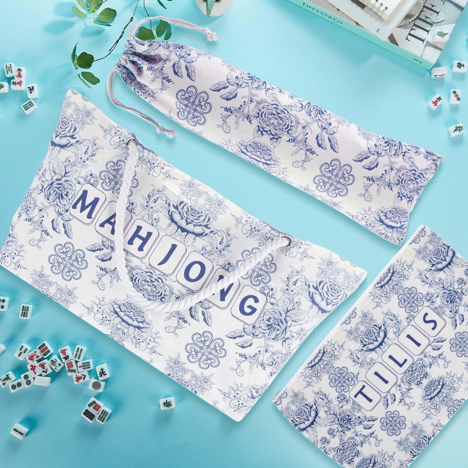 3 Pcs Empty Mahjong Bag Set for Tiles and Racks American Mahjong Case Travel …
