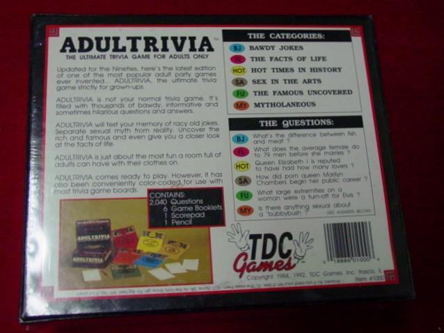 TDC Games – ADULTRIVIA – 90’s Edition – Ultimate Trivia Game For Adults (SEALED)