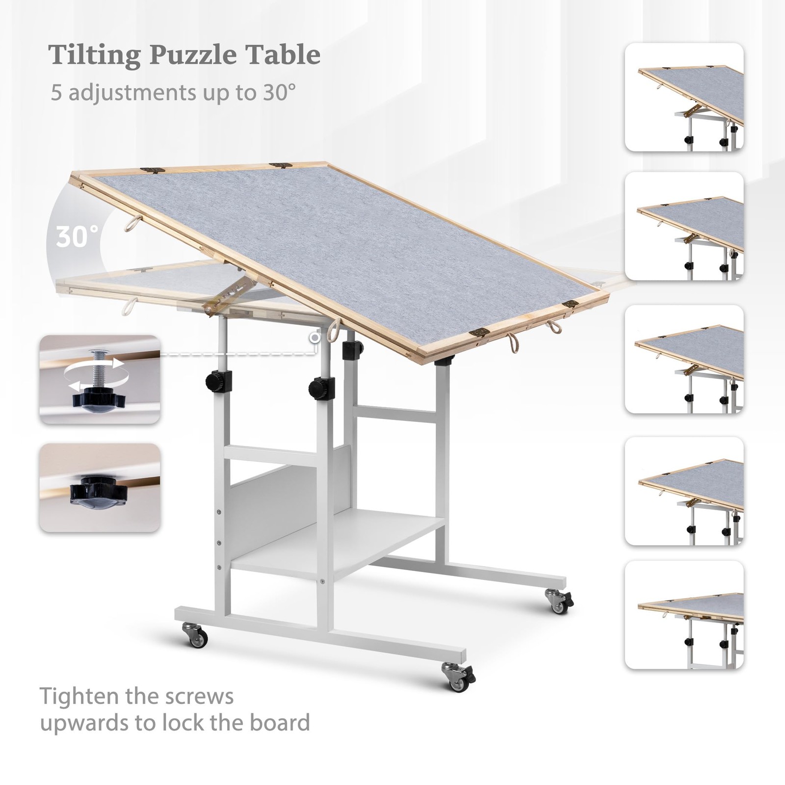 Puzzle Table Foldable 2000 Piece Tilting 8 Drawers Storage WGPTZ Becko Foldaway