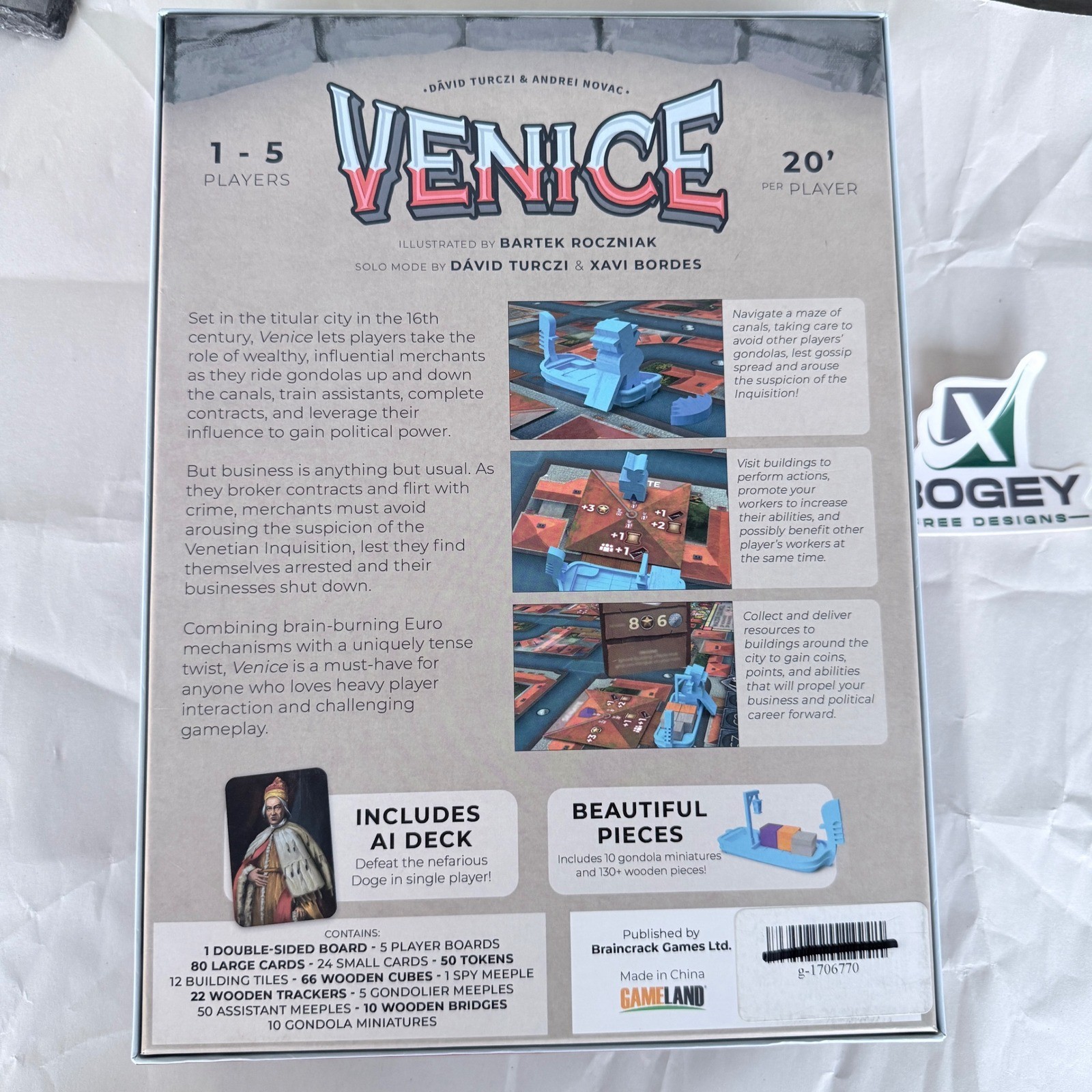 Venice Board Game by Brain Crack Games Strategy Euro Game 1-5 Players Complete