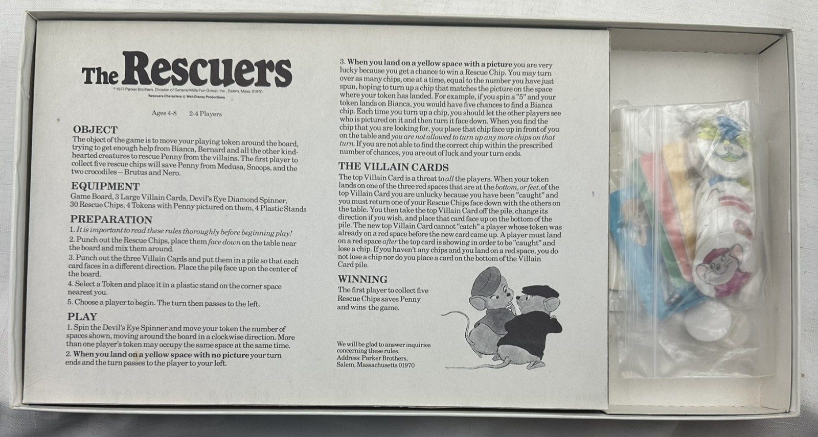 1977 The Rescuers Game by Parker Brothers Complete in Great Condition FREE SHIP