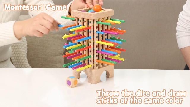 Colorful Wooden Sticks Dice Game – Montessori Math Educational Toy for Ages 3-6,