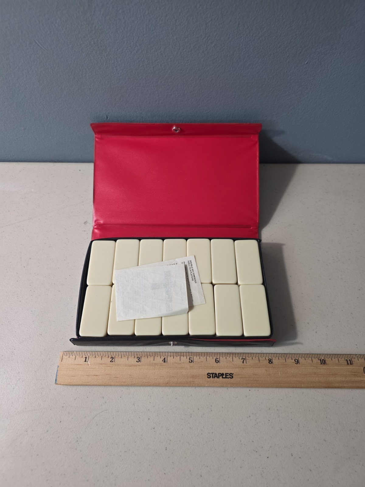 Hong-Kong Double Six Jumbo Dominoes Complete Set With Black Case Vintage