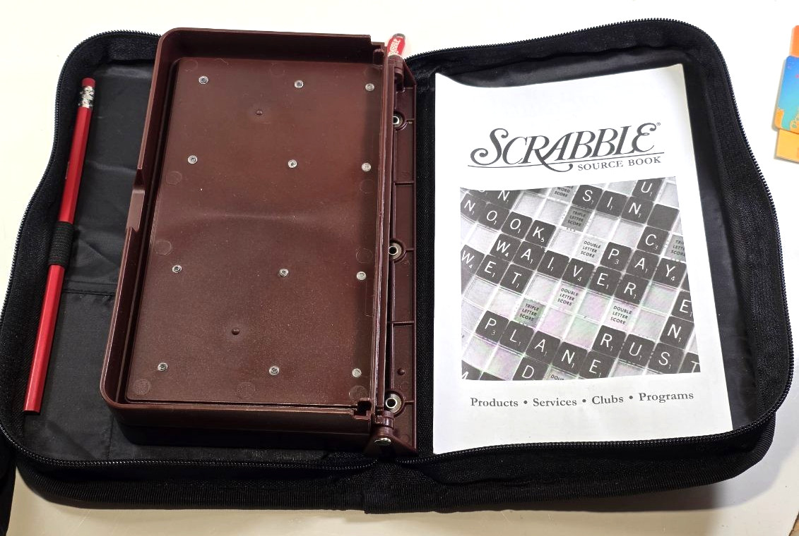 Scrabble Travel folio edition deluxe zippered carrying case. Complete