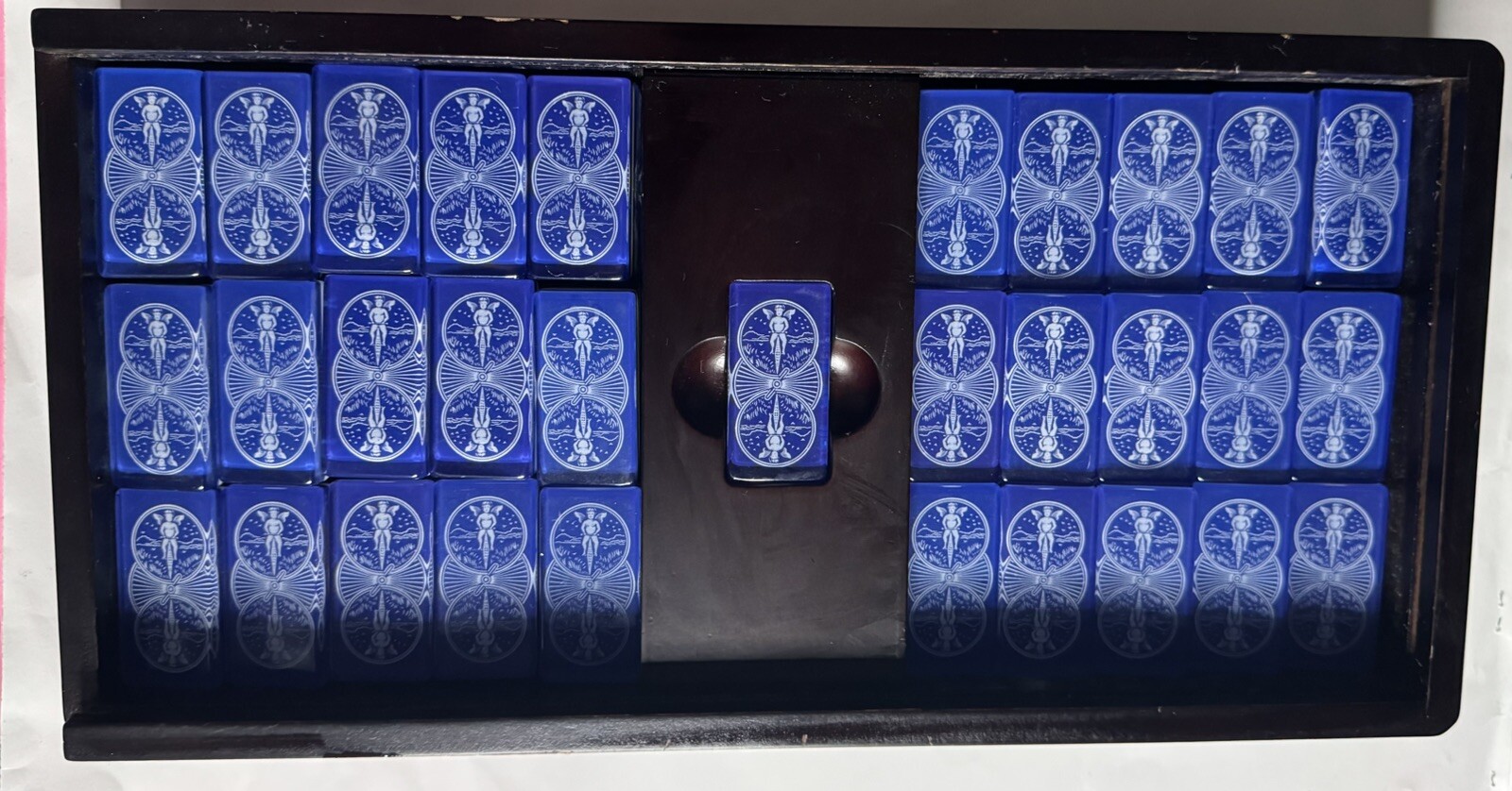 Rare-Premium Double 12 Domino Set Bicycle Brand Rider Back 91 dominos wood case