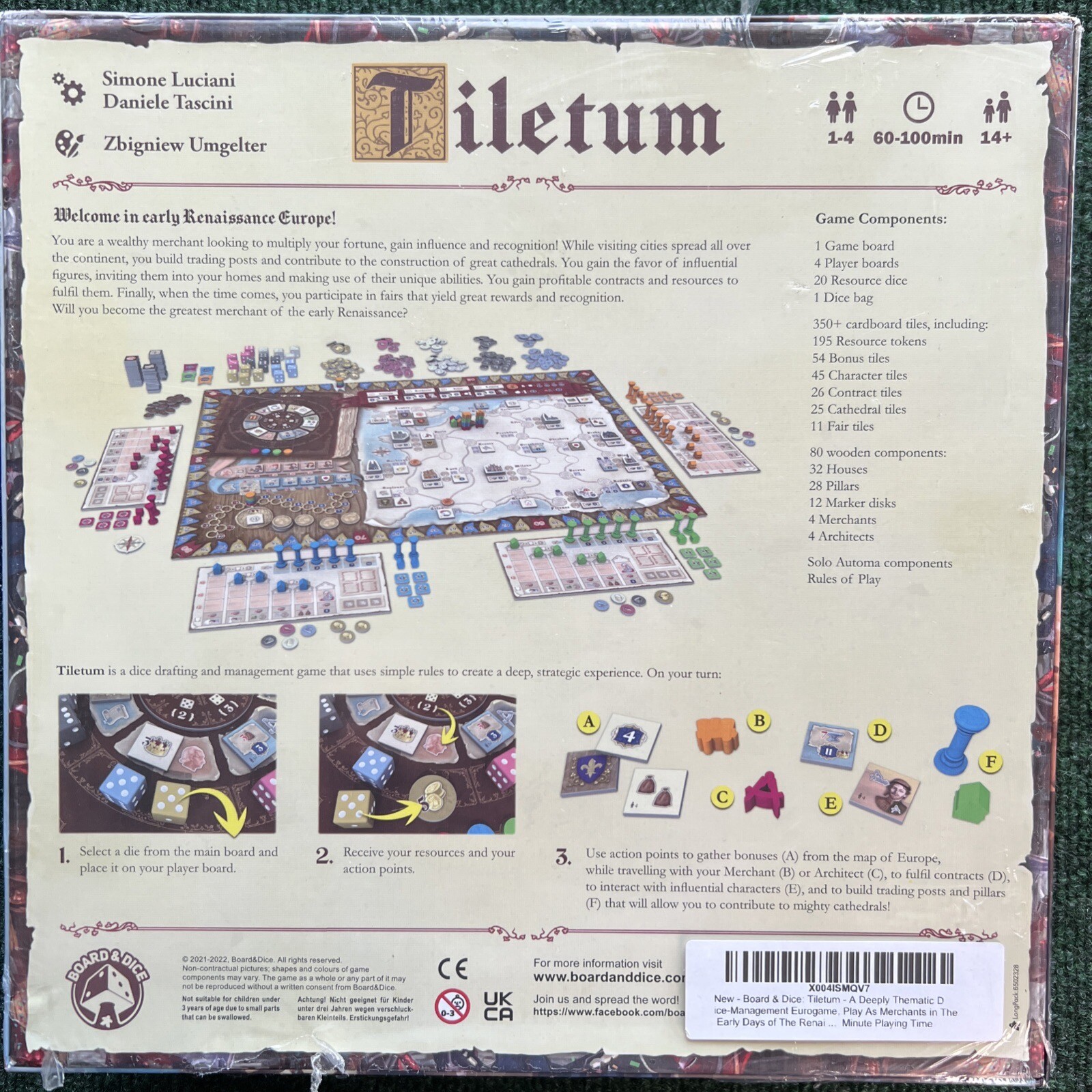 Tiletum Board Game Board & Dice 1 to 4 Players 14 Up New Sealed Plastic Tear
