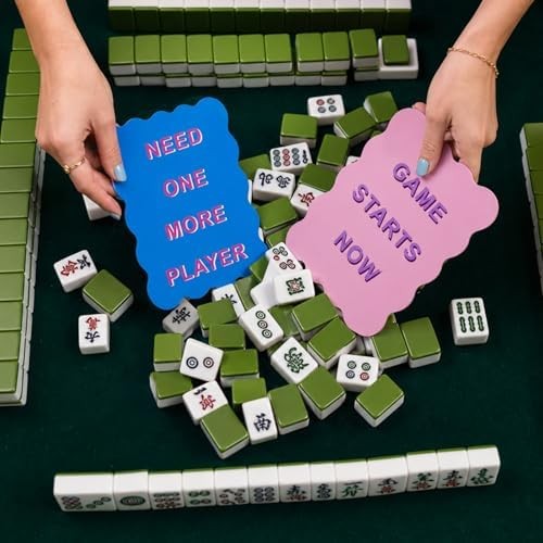 4 Pcs Mahjong Shuffler Cards and 4pcs Card Line Finder, Thickened PVC Mahjong Ac
