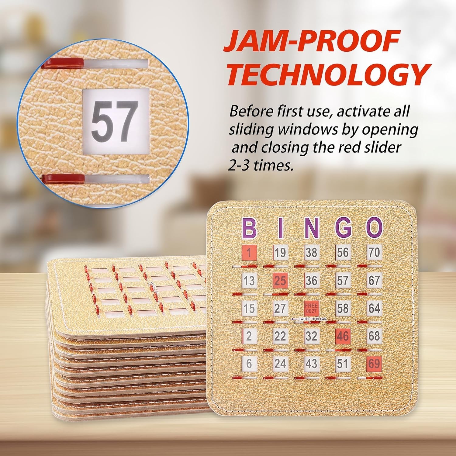 GSE 50-Pack Reusable Bingo Cards 5-Ply Shutter Cards for Group Games