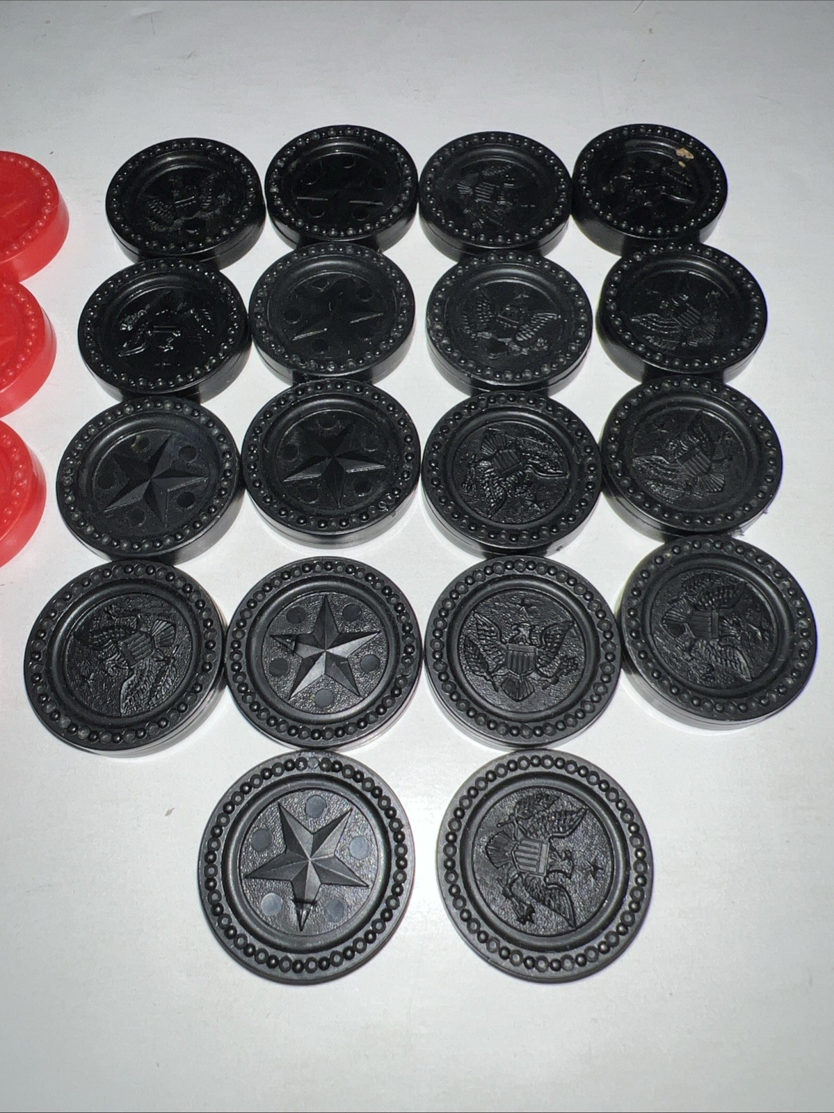 Vintage Lot Of Connect 4 Checker Replacement Game Pieces 18 Black & 16 Red