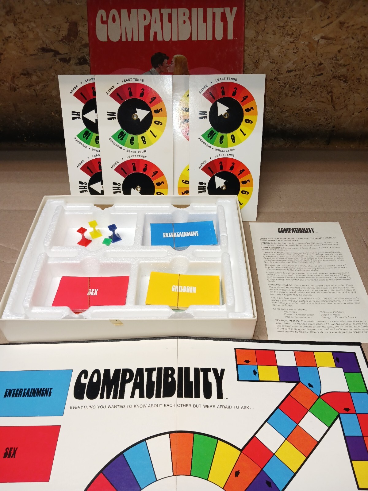 VINTAGE 1974 REISS Board Game COMPATIBILITY, Complete, VG Condition, Free Ship