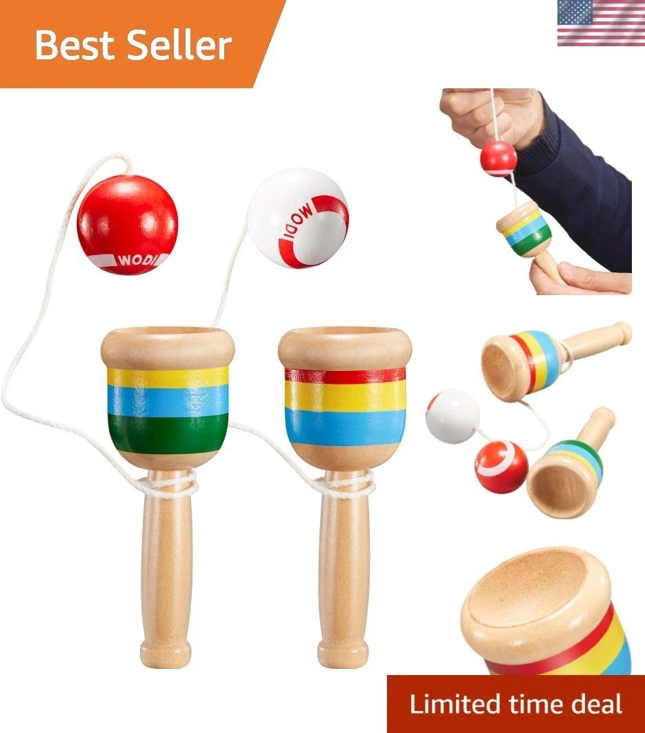 Durable Wooden Jacks Game with Paddle for Youth – Hand-Eye Coordination