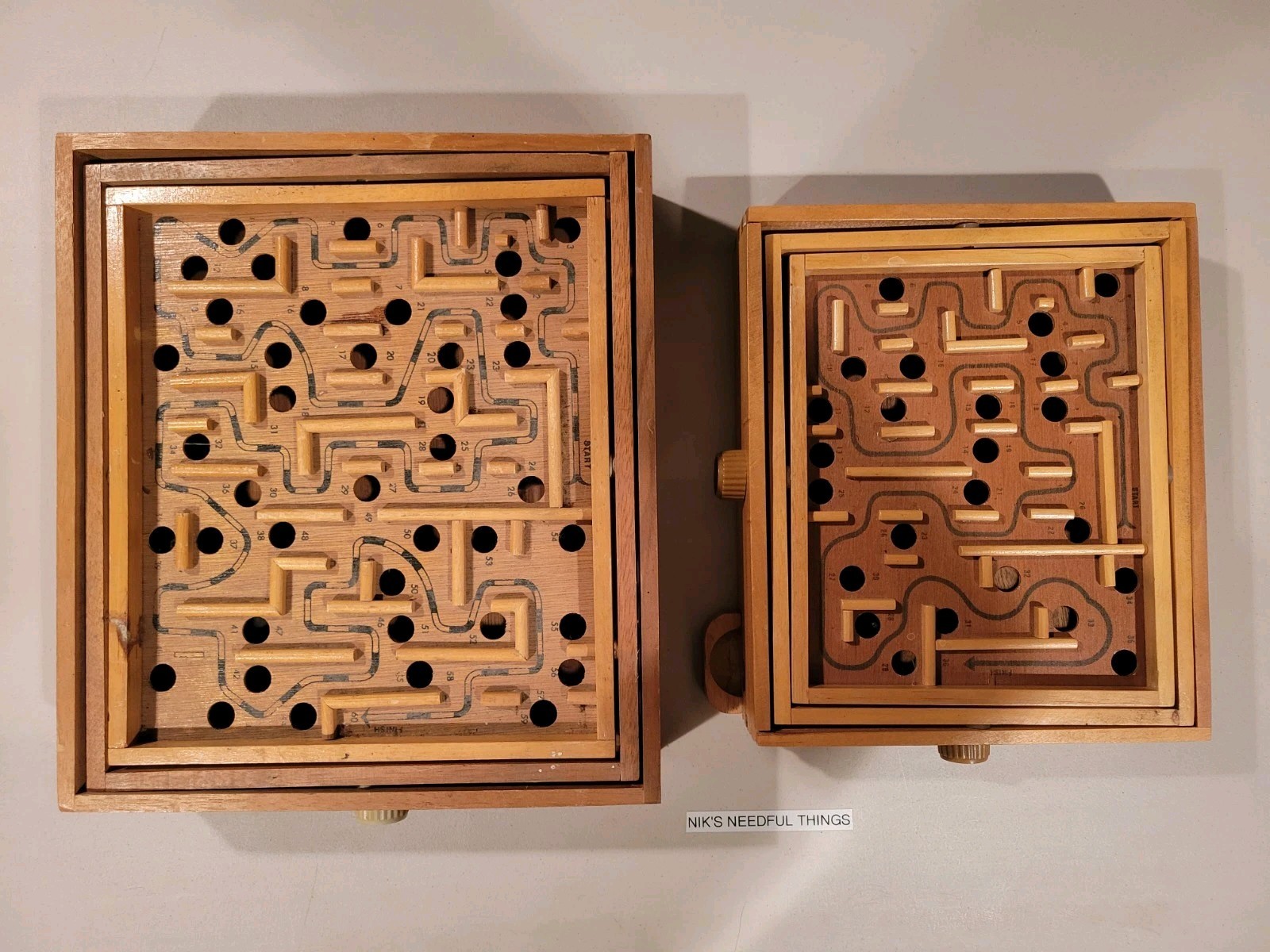Vintage Labyrinth Used Loose Maze Marble Balance Game Lot Of 2 Large & Small Set