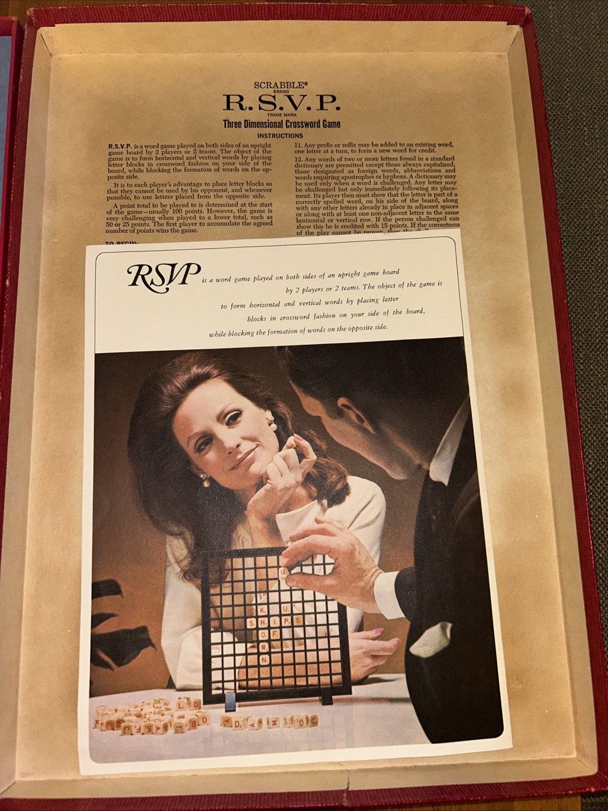 SCRABBLE RSVP 3 Dimensional Crossword Game (1966) Selchow & Righter COMPLETE SET