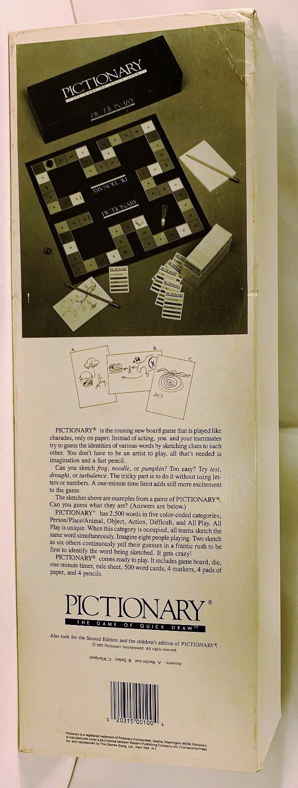1985 Pictionary 1st Edition Charades Game Complete in Very Good Cond FREE SHIP