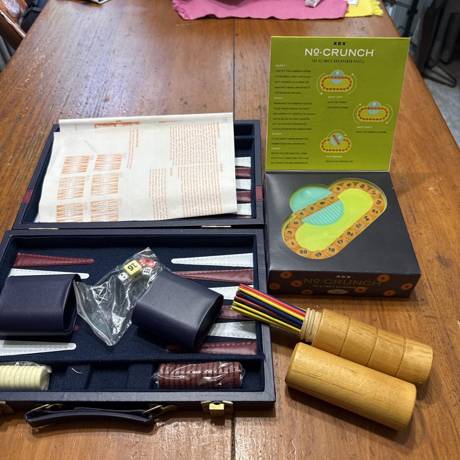 Strategy Family Game Lot Backgammon Pick Up Sticks No. Crunch