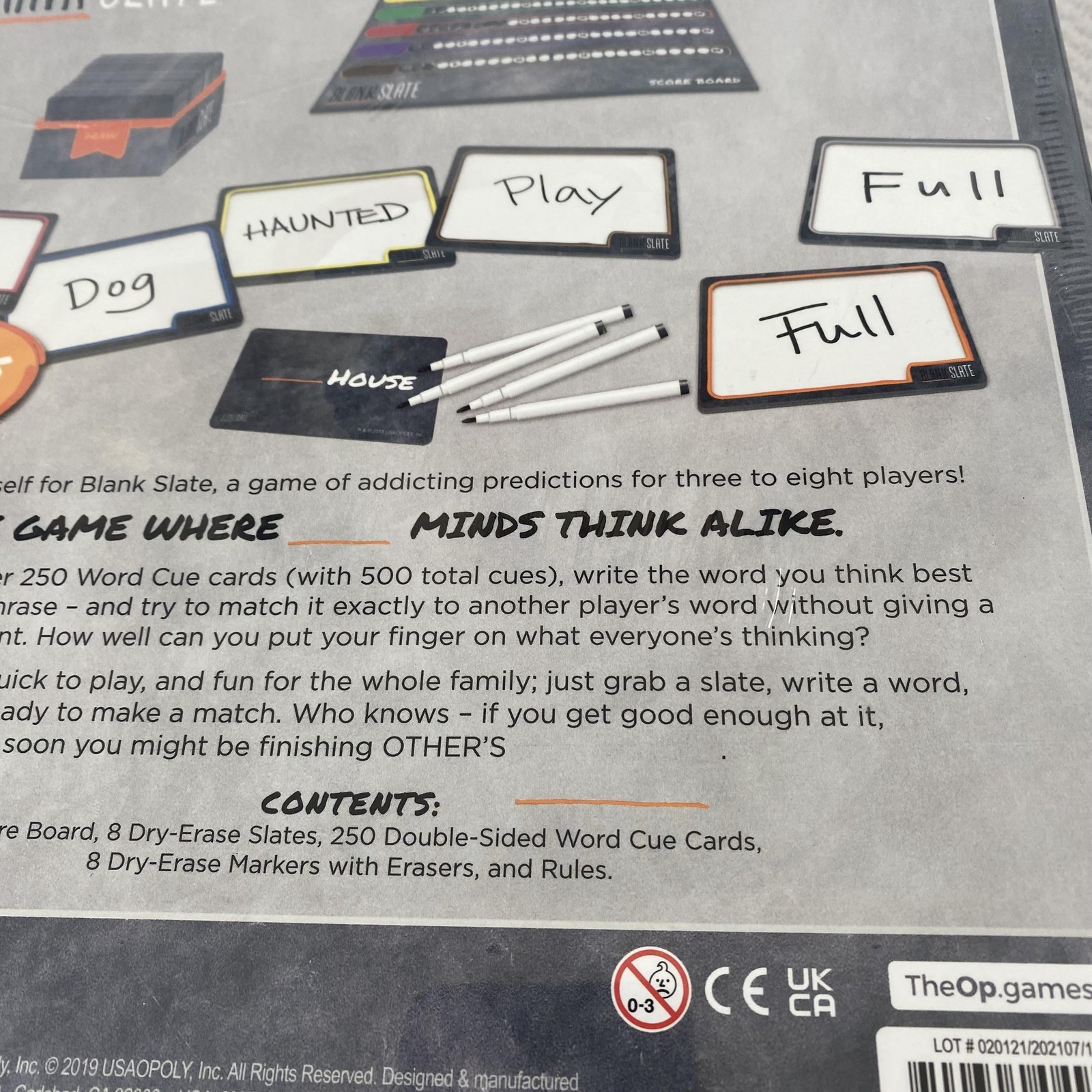 Blank Slate Party Word Game The Op Family Board Game 3-8 Players Ages 8+ Sealed