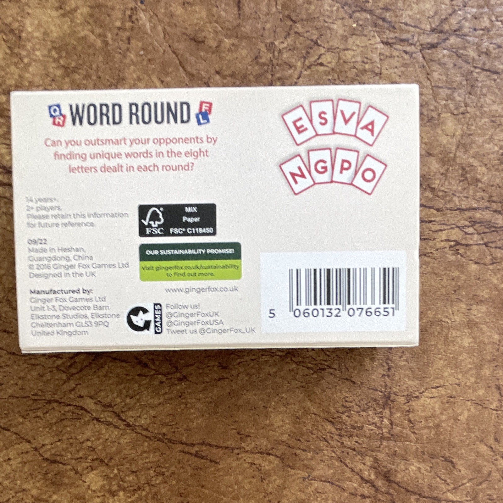 Ginger Fox Games Word Round Matchbox Card Game, Word Theme, Ages 14+, 2+ Player