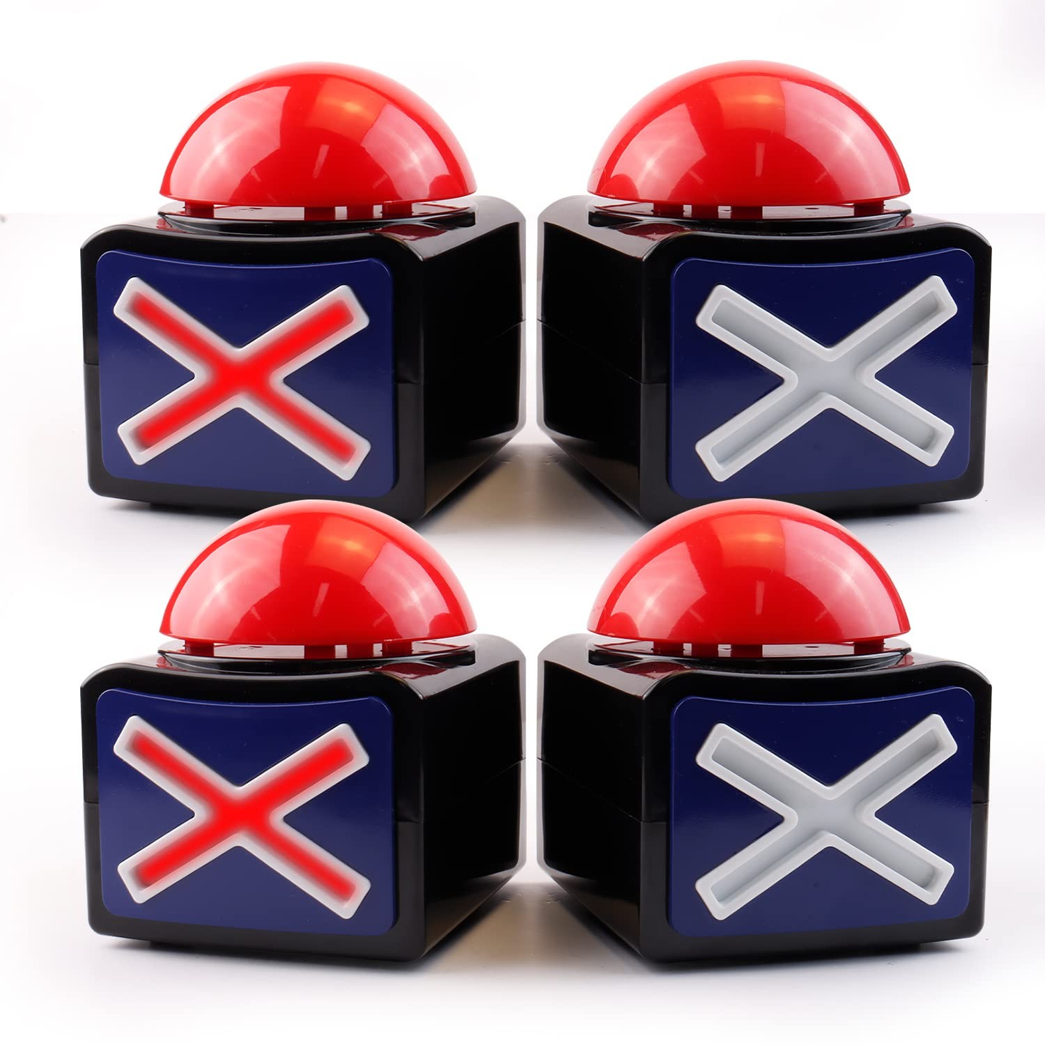 4Pack Game Buzzer – Quiz Trivia Lights Sound, Red Game Buzzer for Adults