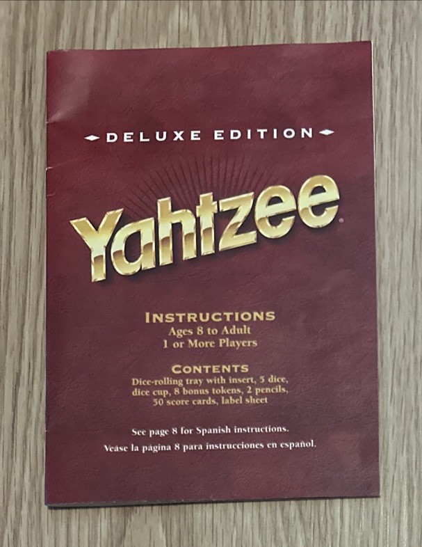 **NEW OPEN BOX** Milton Bradley Yahtzee Deluxe Edition 1997 Gold Dice Board Game