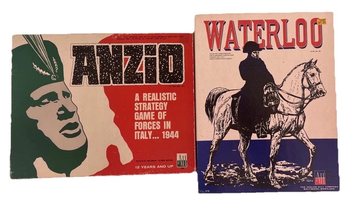 VTG Lot of Avalon Hill Anzio Italy 1969 & Waterloo Napoleonic Campaign Game 1962