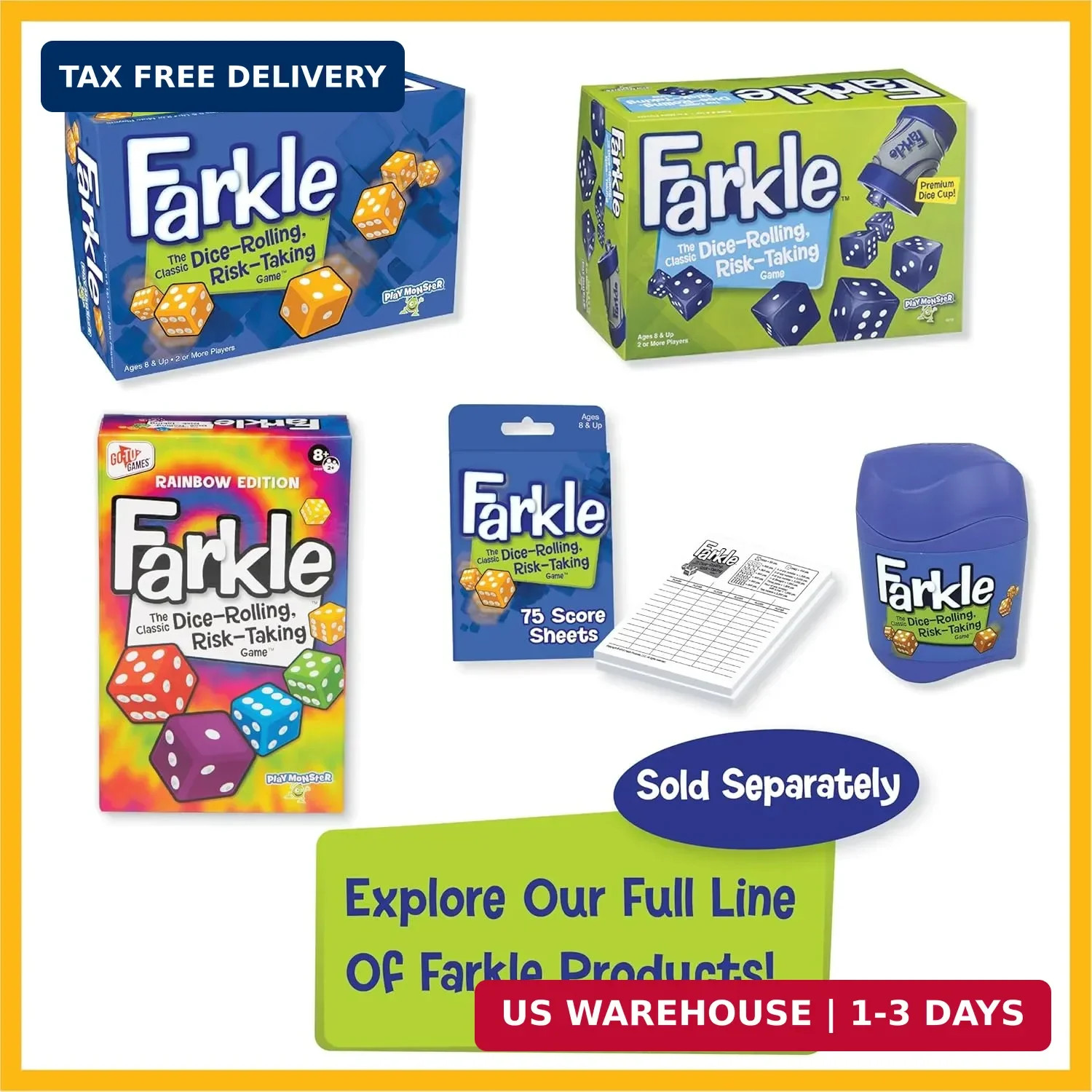 Farkle Classic Dice Game – Kids, Family Games, Travel Game, Adult Games, Board G
