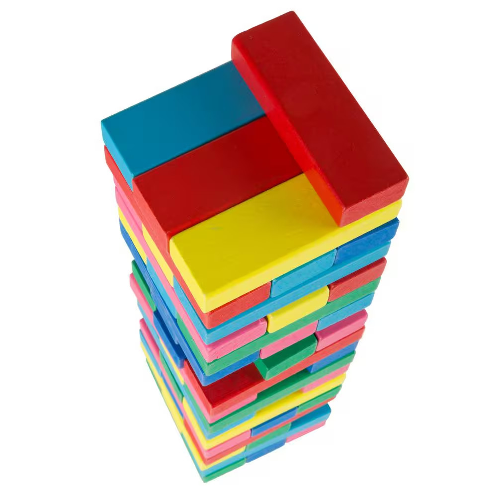 Classic Wooden Blocks Stacking Game with Colored Wood
