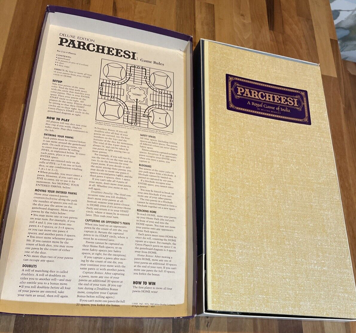 Milton Bradley Game Deluxe Edition Parcheesi Complete 1989